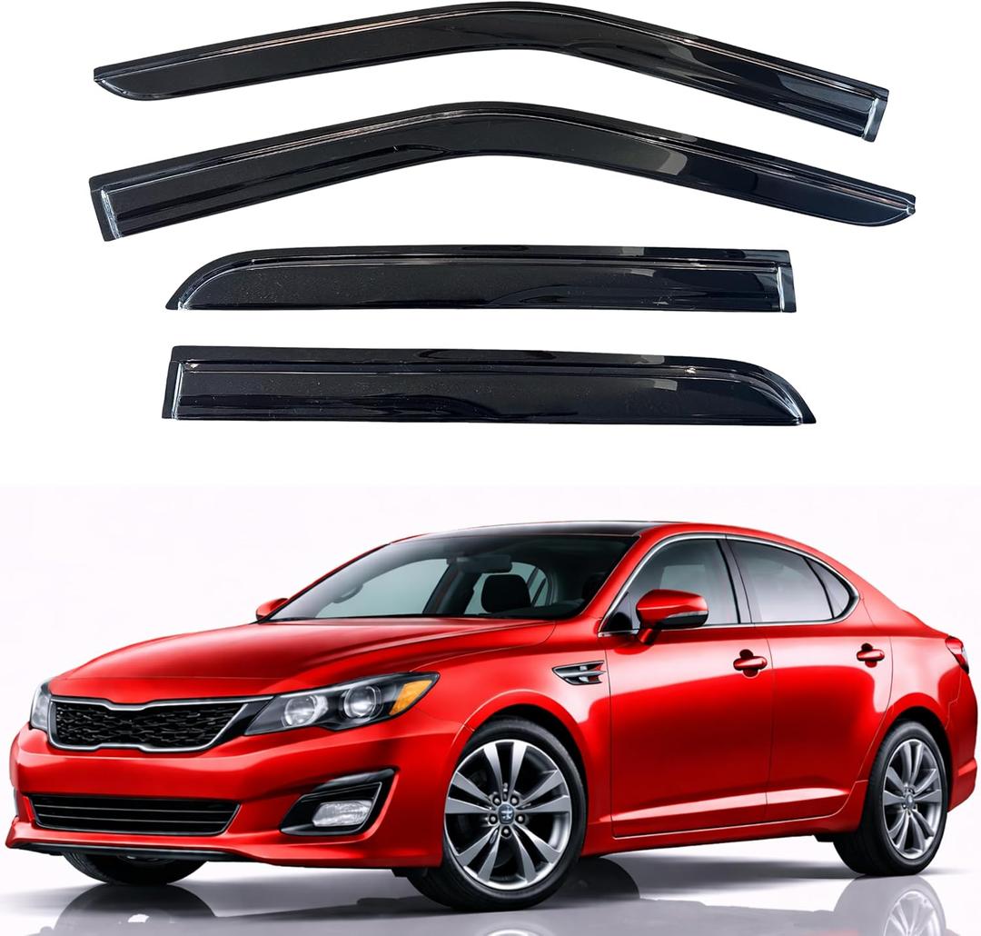KPY Rain Guards Fit for 2011-2015 Kia Optima, Out-Channel Window Visors Vent Wind Deflectors 4PC, Car Accessories for 11-15 Optima