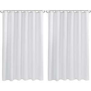 Nasitos Extra Long Fabric Shower Curtain Liners 2 Pack - W72 x H96 - Water Repellent & Washable Cloth Shower Curtains for Bathroom, Soft Hotel Quality (White, Magnets Included)