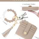 Small Wristlet Wallets for Women Keychain Wristlet Wallet RFID Blocking Key Chain Wallet With Zipper Coin Pocke,2 Id Window (Light Camel)