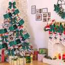 Riceshoot Christmas 2.5 Inch Velvet Ribbon 10 Yards Dark Green Wide Wired Velvet Ribbon with Gold Edge for Wrapping Bow Gift Box DIY