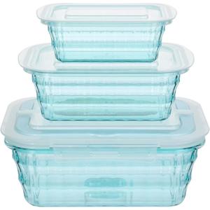 Taiuloo Set of 3 Food Storage Containers with Lids & Handle, BPA Free Plastic Meal Prep & Salad Bowl Containers To Go for Lunch, Salad Serving Bowls for Snack, Fruit, Veggie, Blue