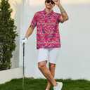 Men's Funny Golf Shirts Hawaiian Polo Shirts 80S Flashes Polo Shirts Funny Hawaiian Beach Summer Golf Polo Shirts (M)