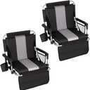 HIGH POINT SPORTS Foldable Stadium Seat Portable Folding Stadium Chairs Padded Bleacher Seat Cushion Bleacher Chair with Armrest and Cup Holder (Black-grey2)