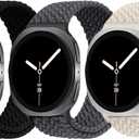 3 Pack Magnetic Braided Band for Samsung Galaxy Watch 8 40mm 44mm, Galaxy Watch8 Classic 46mm, One Click No Gap Elastic Stretchy Nylon Fabric Sport Strap for Women Men