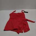 QINSEN Square Neck Swim Dress for Women Tummy Control One Piece Swimsuit Wrap Bathing Suit (X-Large, Red)