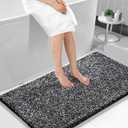 Yimobra Long Bathroom Rug Non Slip Washable, Soft Absorbent Microfiber Bath Mat, Dual-Tone Decor Rug with Rubber Backing for Bathroom Floor, Tub and Shower,47x24,Home Essentials, Black and White