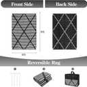 Wonnitar Outdoor Rug 6x9, Waterproof Reversible Plastic Straw Rug for Patio, Foldable Camping Mat with Carry Bag for RV, UV-Resistant Outside Rug for Deck, Balcony, Beach, Black & White
