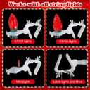 Lizemqqi 100 Pcs Christmas Gutter Clips, No Tools Needed 180 Rotating Heavy-Duty Light Clips for C7 C9 Mini String Lights, Outdoor Shingle Hooks for Xmas Halloween Decor (White)