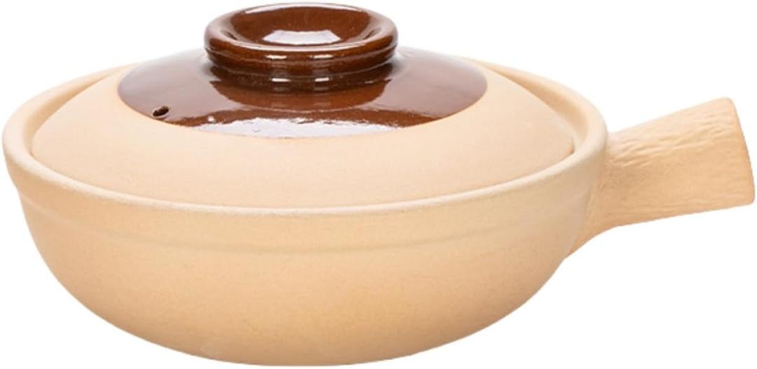 XICHENGSHIDAI Ceramic Clay Pot with Handle, Casserole Stew Pot with Lid, Stockpot Cookware Heat-resistant Dish with Handle -1000ml/ 1Quarts