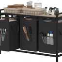 Heybly Laundry Hampers, 3 × 15 Gal (171 L) Laundry Basket with Large Desktop Sorter for Laundry Room organization, Bathroom and Dorm Laundry Bags on Storage Shelf Greige HLH003SG