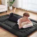 VIPBED Japanese Floor Futon Mattress Twin Size 38"x 80", 2.5'' Thick Foldable Roll Up Floor Bed Sleeping Pad, 25D Foam Filled Tatami Mat with Straps for Guest Room, Dormitory & Camping, Classic Black