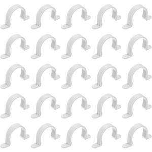 uxcell 100Pcs PVC Pipe Straps, 50mm(2") Plastic Conduit Strap 2 Holes PVC Pipe Mounting Bracket for PVC Pipe Conduit and Cables, White