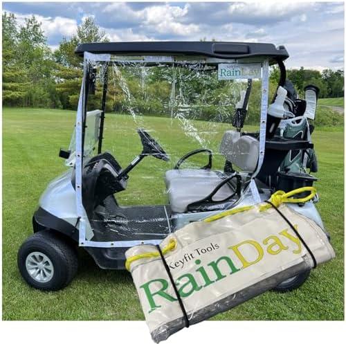 Keyfit Tools RainDay Golf Cart Rain Cover Side Panel Door Shield ~ Fast Easy On & Off ~ Portable Storable for Use On Golf Carts Fold Away Roll Up Driver Or Passenger Side Rain Wind Blocker Curtain