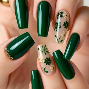 St Patricks Day Press Green Fake Nail Art for Women (SP003)