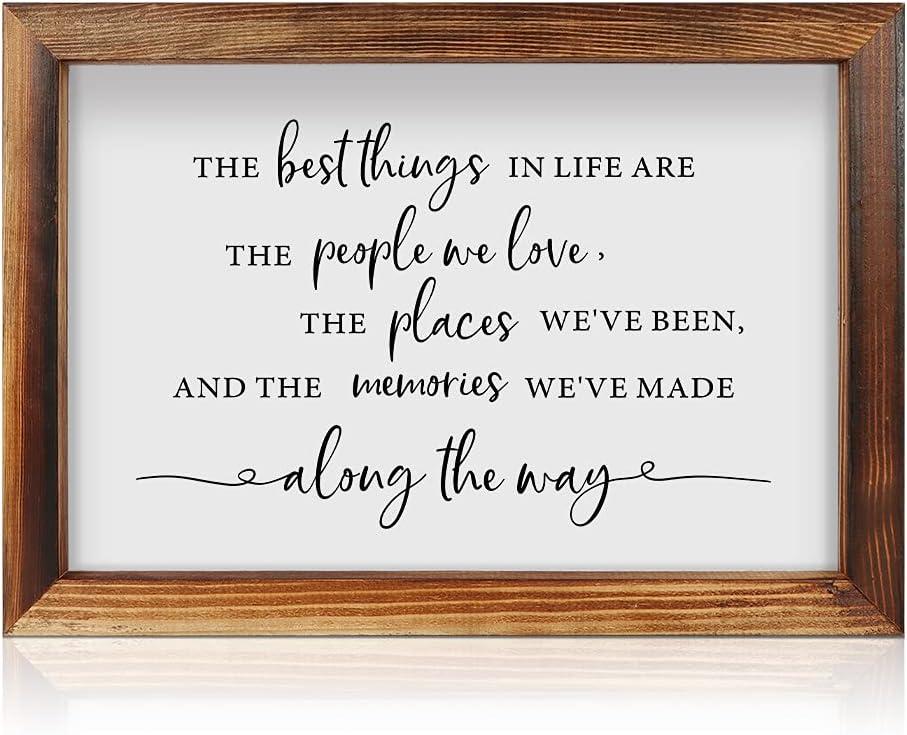CHDITB The Best Things In Life Framed Wood Sign Plaque(16"11"), Wooden Wall Table Sign with Scripture Bible Verse Quotes, Vintage Family Sign Housewarming for Home Bedroom Farmhouse Guest Room