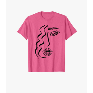 Abstract Line Art Drawing Sketch Portrait Face Eye Lips Hair T-Shirt Size L