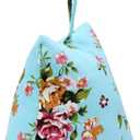 Cute Decorative Weighted Door Stopper, Trapezium Fabric Door Stop with Handle Heavy Duty Door Floor Stop for Home Office Bedroom Living Room (Blue Rose2)