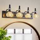 Modern Crystal Bathroom Vanity Light Black Vintage Bathroom Light Fixtures 4-Lights Glass Crystal Vanity Lights