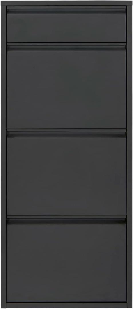 European Furniture Shoe Cabinet, Shoe Rack, Shoe Organizer, Shoe Drawers - Indoor and Outdoor - Metal Rack - Metal Cabinet Long Life (Black, 3+1 Drawers) H46.5 x W19.6 x D5.9 in