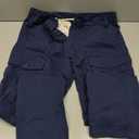 Plaid&Plain Men's Cargo Pants Slim Fit with Articulated Knees (Blue, M)