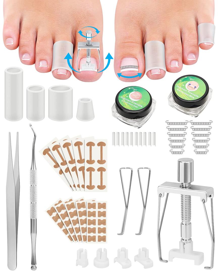 Ingrown Toenail Removal Kit, Ingrown Toenail Treatment, Ingrown Toenail Corrector Tools Come with Podiatry Toenail Braces, Ingrown Toenail Corrector Strips and Patch for Toe Pain Relief