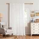 MYSKY HOME 95 Inches Long White Curtains Semi Sheer Drapes Light Filtering for Sliding Glass Door Window Treatments Soft Cotton Blend Panels Linen Look Farmhouse Style, 100" x 95", 1 Piece