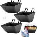 Hanging Chicken Feeder Trough for Goat Sheep Deer Poultry Duck Chicken Fence Feeder Livestock Feeding Container Goats Supplies Feeders Waterer Bucket (Black)