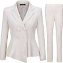 YUNCLOS Womens Suits 2 Piece Set Business Casual Double Breasted Blazer and Pantsuits for Work Office, XXL