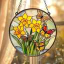Daffodil Birth FlowerChristmas Ornament Colorful Acrylic Suncatcher Stained Glass Effect Window Hanging for Book Lover Bookish Decor Gift for Women mom Grandma (4", 1-fba-evg-c020-g)