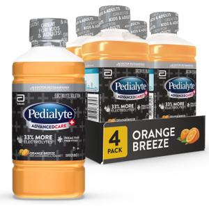 Pedialyte AdvancedCare Plus Electrolyte Drink, Orange Breeze, 1 Liter, 4pk (EXP 06/01/28)