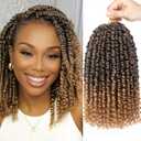 Xtrend 8 Packs Passion Twist Crochet Hair 10 Inch Pre Twisted Natural Passion Twist Hair, Pre Looped Crochet Braids Hair For Women Bohemian Synthetic Passion Braiding Hair Extension (8packs, T27#)