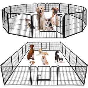 BestPet | Dog Playpen | 24 Inch, 16 Panels | Heavy Duty Metal Pet Exercise Pen | Indoor Outdoor Fence Panels | Rust-Resistant, Removable, Tool-Free Setup | Anti-Skid, Expandable Design
