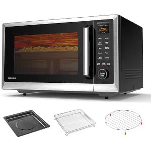 TOSHIBA OptiChef PRO MAX Air Fryer Combo Microwave Oven with 2.4-Inch Color Screen, Origin Inverter Technology, Smart Sensor, Compatible with Alexa, 1100W, 1.3 Cu.Ft, Silver ML2-STC13SAIT(SS)