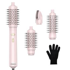 Rotating Hair Dryer Brush, 3 in 1 Rotating Hot Air Brush with Detachable Brush(2" & 1.5"), 3 Heats and 2 Speeds Rotating Hair Dryer Spinning for Curl, Straight