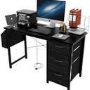 Computer Desk for Home Office - 47 Inch Computer Desk with Fabric Drawers, Power Outlets, Ideal for Daily Work & Study in Bedroom or Home Office (Black)