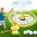 Water Sprinkler Baseball Toy for Kids with Splash Pad Outdoor Toddler Toys Kids with 2 Sprinkler Heads 360 Rotating Spray Water Baseball, Toddler Summer Activities for 3-8 Years Old Boys & Girls
