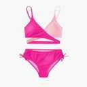 MIENOE Teen Girls' Swimsuits Two-Piece V-Neck Bikini Adjustable Shoulder Straps Swimsuit Kids Bikini with Chest Pad (XXL)