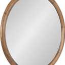 Kate and Laurel Dessa Transitional Round Wooden Wall Mirror; 32 Inch Diameter; Natural Rustic; Modern Circle Bathroom Vanity Mirror with Chunky Rounded Profile and Solid Poplar Wood Frame