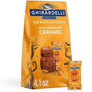 3 x GHIRARDELLI Milk Chocolate Caramel Jack O Lanterns, 4.1 oz Bag  Premium Halloween Chocolate Candy with Luscious Caramel Filling (EXP 03/31/26)