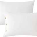 JELLYMONI Pillowcases Standard Set of 2 Cotton Button Pillow Covers 2026in Cream White Bed Pillow Cases 100% Washed Cotton Soft Breathable (Pillows are not Included)