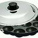 Non-Stick 12 Cavity Appam Patra with Lid & Side Handle | Appam Pan for Paniyaram, Appe & Paddu | Multi-Purpose Indian Snack Maker Pan 