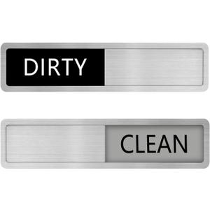 Kichwit Clean Dirty Dishwasher Magnet, 304 Stainless Steel Magentic Dishwasher Indicator Sign, 7 x 1.6 Inches, Easy to Read and Slide, Black and Grey