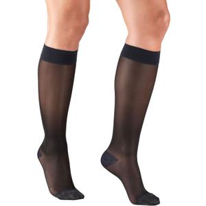Truform Sheer Compression Stockings, 15-20 mmHg, Women's Knee High Length, 20 Denier, Charcoal, X-Large (X-Large (1 Pair))