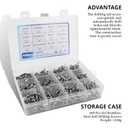 Self Tapping Screws for Metal, 410 Stainless Steel #8 Self Drilling Screws Assortment Set, 400PCS Assorted Truss Head & Hex Head Self Tapping Sheet Metal Screws, Length 1/2" to 1-1/2"