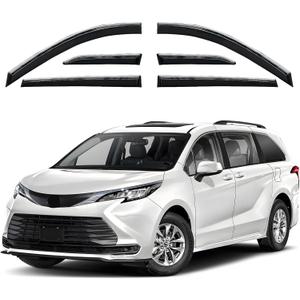 Shatterproof Out-Channel Window Deflectors for Toyota Sienna 2021-2026, Rain Guards Window Visors for Cars Vent Deflector Car Accessoriesfor Sienna 21-26 6-PCS Chrome