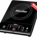 Mueller RapidTherm Portable Induction Cooktop Hot Plate Countertop Burner 1800W, 8 Temp Levels, Timer, Auto-Shut-Off, Touch Panel, LED Display, Auto Pot Detection, Child Safety Lock, 4 Preset Programs