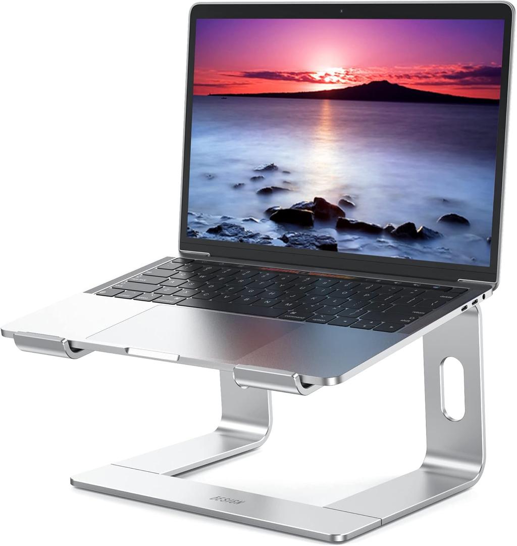 Besign LS03 Aluminium Laptop Stand, Ergonomic Notebook Stand, Laptop Stand Compatible with 10-15.6 Inch Laptops (Metal Silver)