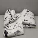 DJY Floral Quilt Set King Size 3 Piece Botanical Leaves White and Black Quilt Bedspread Reversible Coverlet Set, Elegant Lightweight Floral Bedding Set with Pillowcases for All Season