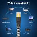 Orbram Cat 8 Ethernet Cable 50 ft, Nylon Braided High Speed Heavy Duty Network LAN Patch Cord, 40Gbps 2000Mhz SFTP RJ45 Flat Internet Cable Shielded in Wall, Indoor&Outdoor for Modem/Router/Gaming/PC