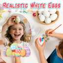 60 Pack Easter Plastic Eggs,White Fake Easter Egg,Artificial Chicken Egg for DIY Crafts,Painting,Easter Party,Home Decor,Nest